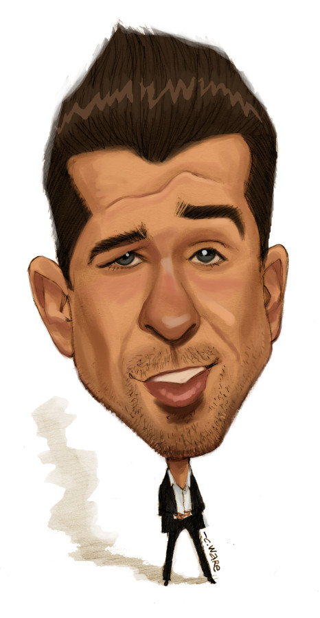 Caricature of popstar Robin Thicke
