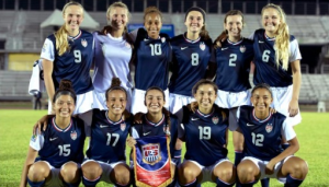 Junior Dorian Bailey posses with her U-17 US National Soccer Team. photo submitted by Dorian Bailey