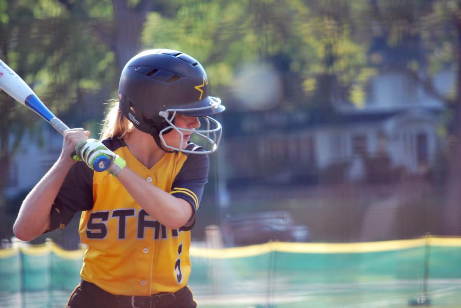 Junior Jackie Adams gets ready to bat at the game against Summit Christian Academy Wednesday Sept. 9. photo complied by Libby Hutchinson