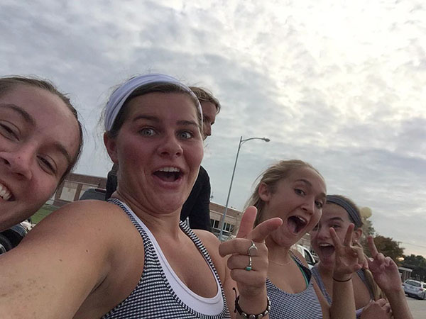 Members of the tennis team pose for selfie. photo courtesy of Mary Claire Connor