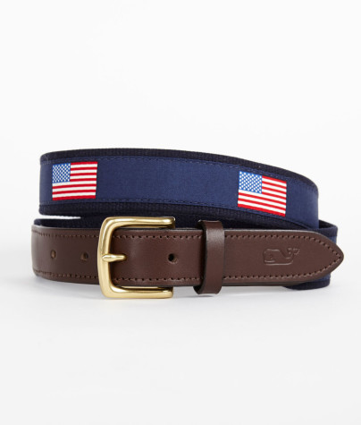 A leather needlepoint belt can be purchased at vineyard vines and range in price from $45-128. photo courtesy of vineyard vines