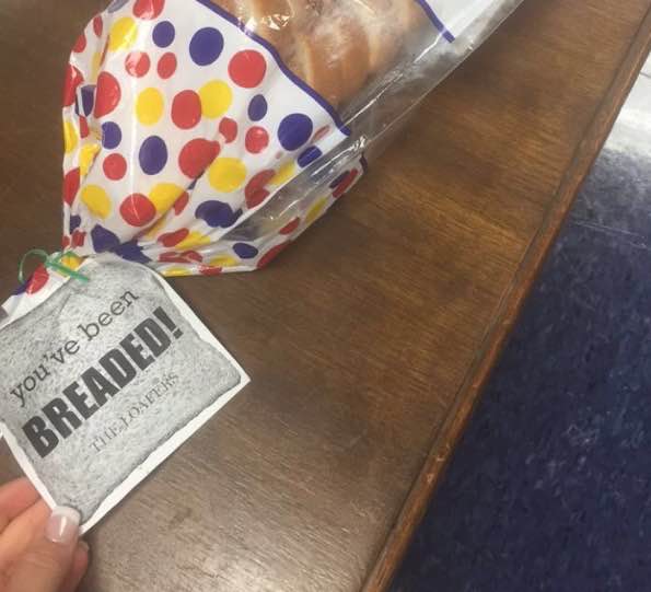 One of the mysterious loaves of bread thrown into a classroom by The Loafers. photo by Mackenzie OGuin
