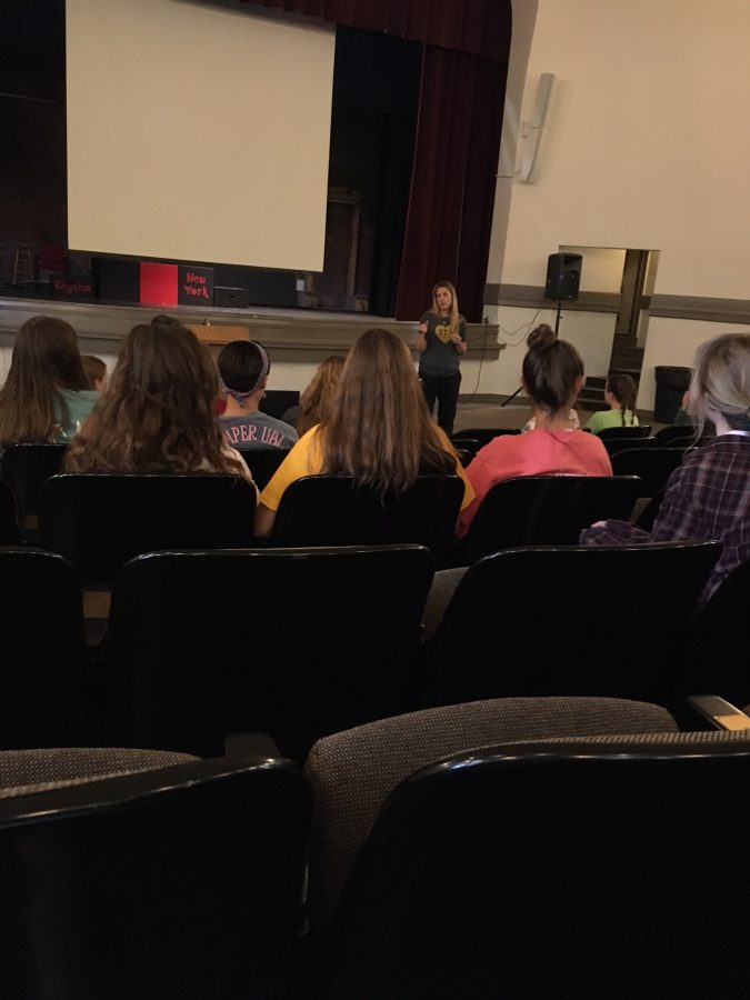 College counselor Liz Majors talks to senior members of NHS Aug. 25. photo by Margaux Renee