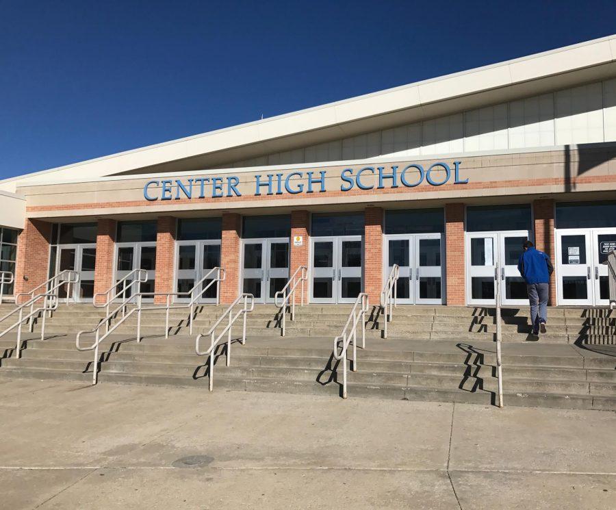 The front entrance to Center High School where the debate took place. photo by Victoria Cahoon