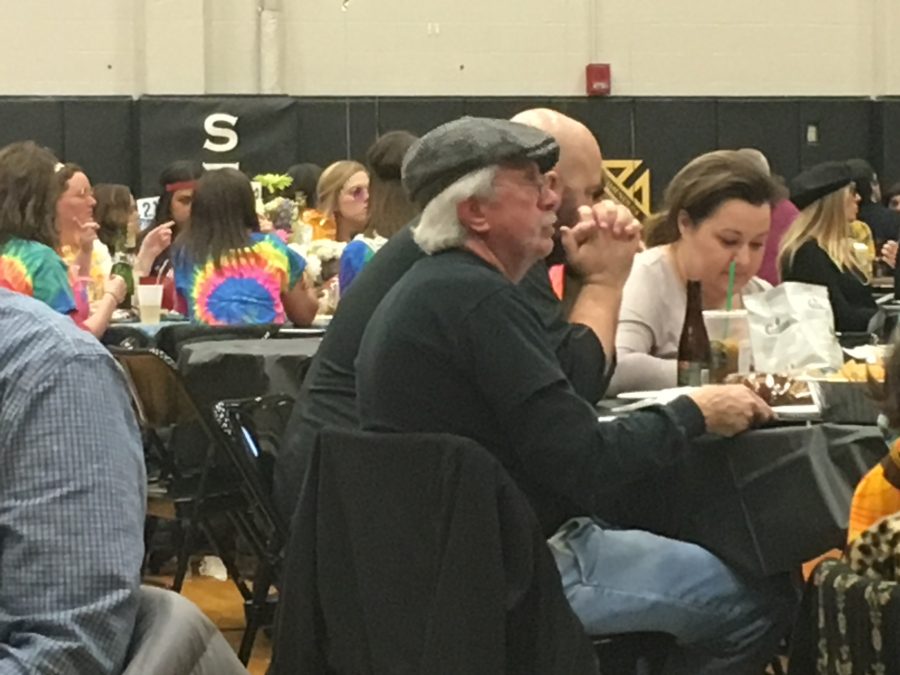History teacher, Mr. Egner, participates in the annual Trivia Night. photo by Katie Donnellan
