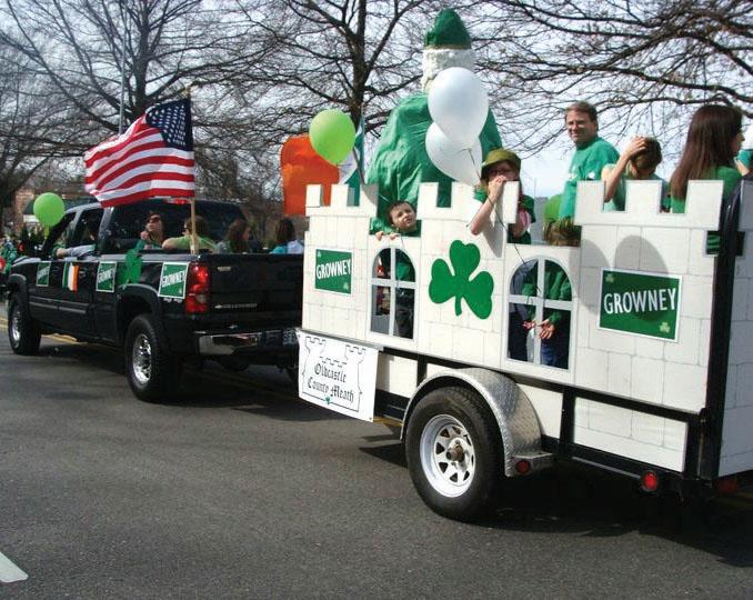 The+Growney+family+rides+on+their+family+float+at+the+Brookside+St.+Patricks+Day+Parade.+photo+courtesy+of+Megan+Lewer