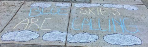 Students came to school on a Sunday following the incident to draw positive messages in the quad. photo by Kate Jones