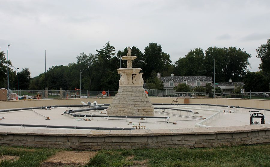 The fountain in Meyer circle is under construction for a renovation Sep. 26. photo by Delaney Hupke