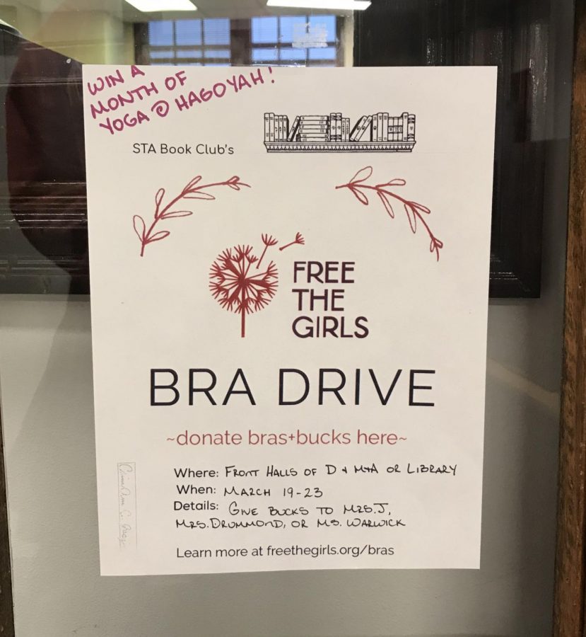 Flyers for the Free The Girls Bra Drive were hung throughout the school to promote donations of gently used bras. The drive was sponsored by the schools book club. photo by Lucy Hoop