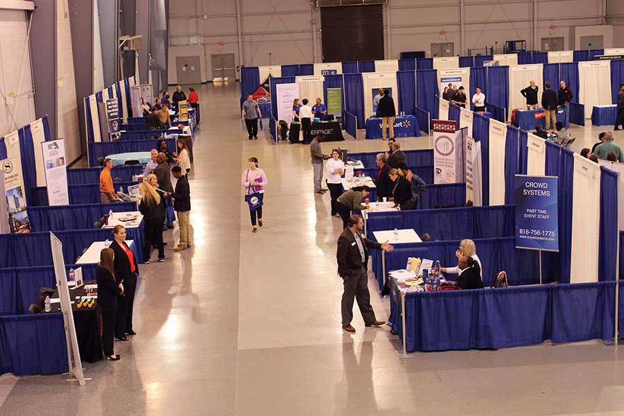 The Hire KC job fair took place March 24 at the Metropolitan Community College Tech Campus. The fair featured 83 employers with job openings. photo by Olivia Wirtz 