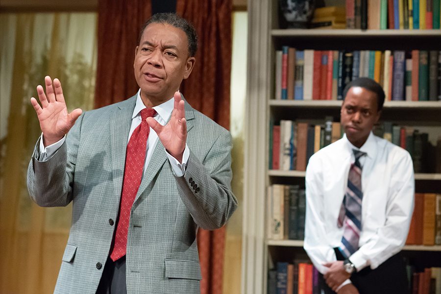  Walter Coppage (as Dr. Benjamin E. Mays) and Aaron Ellis (as Martin Luther King, Jr.) in The Coterie’s world premiere ofBecoming Martin, written by Kevin Willmott and directed by Chip Miller. Live on stage at The Coterie, September 18 – October 21, 2018.