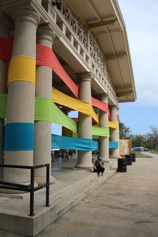 The pavilion in “The Village” of Swope Park is adorned with rainbow ribbons Sept. 29. Open Spaces has been open since Aug. 25 and will go until Oct. 28. photo by Maggie Hart