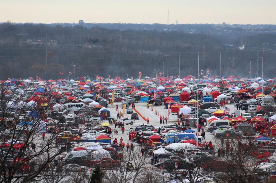 Tailgaters gather in Lots G and H at Arrowhead Stadium for the AFC Championship Game Jan. 20. 