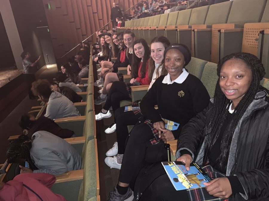 Rebel members wait for the play to begin at the Kansas City Repertory Theatre March 12. Students were accompanied by diversity and inclusion coordinator Brianna Walker, librarian Carrie Jacquin and fine arts Shana Prentiss. photo courtesy of Brianna Walker.