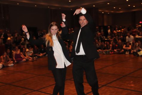 The Hairs dance during the senior dance-off. The pair won third place overall in the dance competition. 
